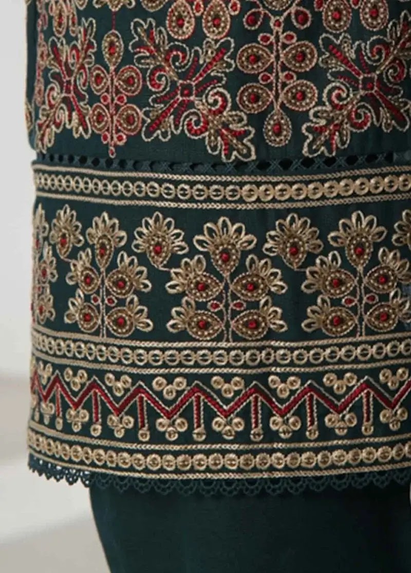 Bin Saeed Fabric - WKKE-003-B- 3 Piece Khaddar Emboidered Stitched Suit