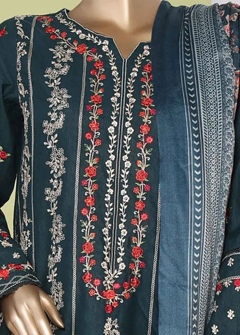 Bin Saeed Fabric - WKKE-003-C- 3 Piece Khaddar Emboidered Stitched Suit