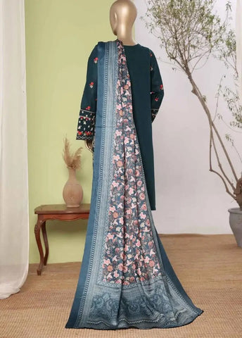 Bin Saeed Fabric - WKKE-003-C- 3 Piece Khaddar Emboidered Stitched Suit