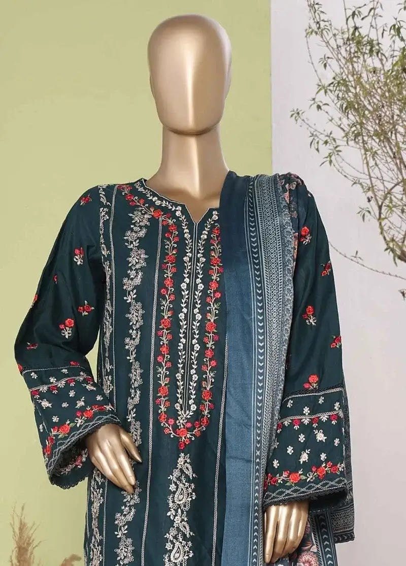 Bin Saeed Fabric - WKKE-003-C- 3 Piece Khaddar Emboidered Stitched Suit