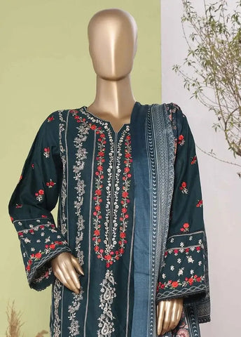 Bin Saeed Fabric - WKKE-003-C- 3 Piece Khaddar Emboidered Stitched Suit