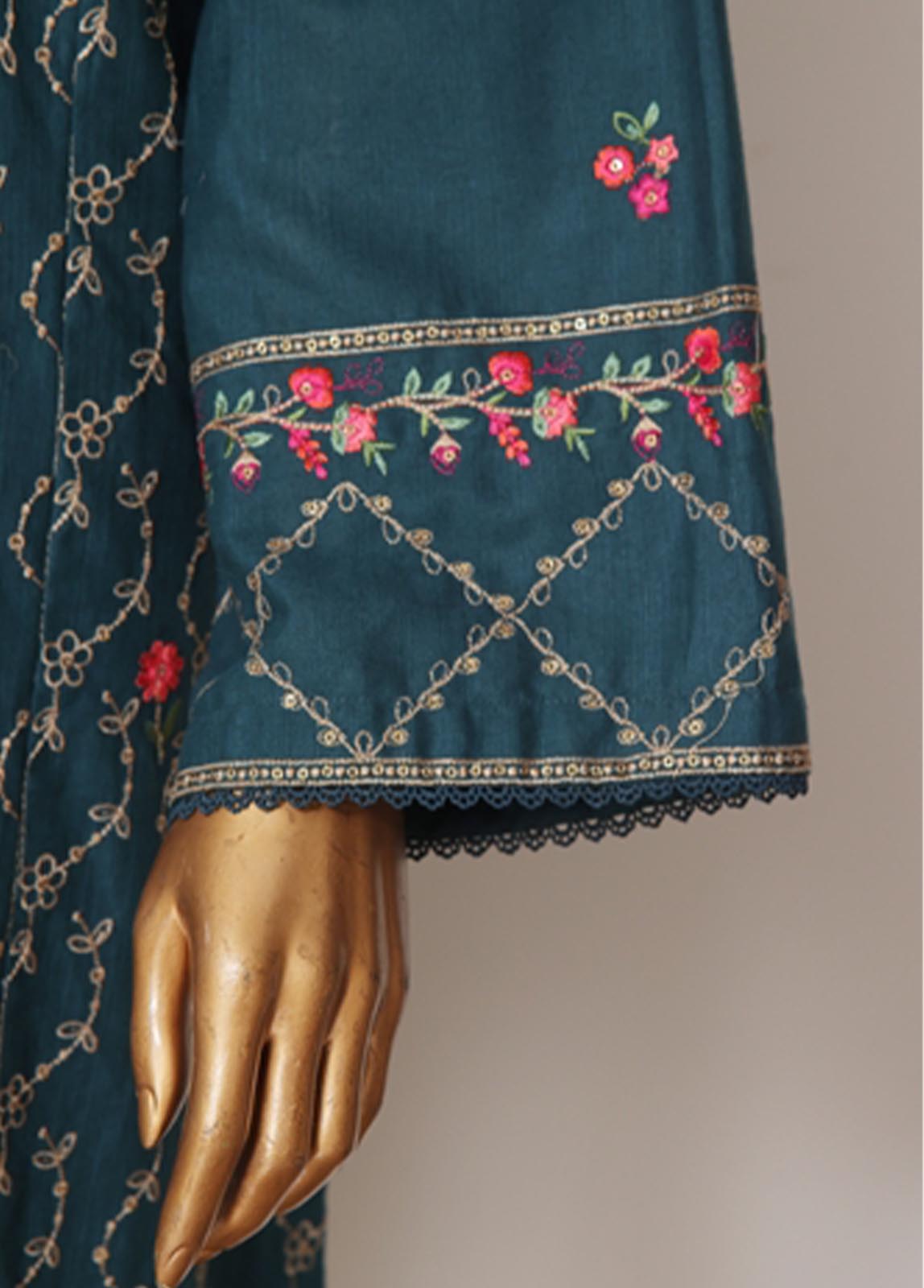 Bin Saeed Fabric - WKKE-003 A-3 Piece Khaddar Embroidered Stitched Suit