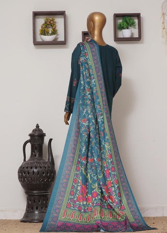 Bin Saeed Fabric - WKKE-003 A-3 Piece Khaddar Embroidered Stitched Suit