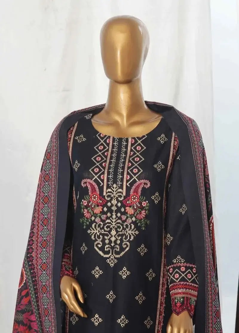 Bin Saeed Fabric - WKKE-004-B- 3 Piece Khaddar Emboidered Stitched Suit