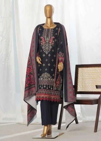Bin Saeed Fabric - WKKE-004-B- 3 Piece Khaddar Emboidered Stitched Suit
