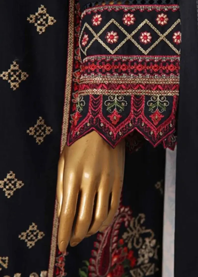 Bin Saeed Fabric - WKKE-004-B- 3 Piece Khaddar Emboidered Stitched Suit