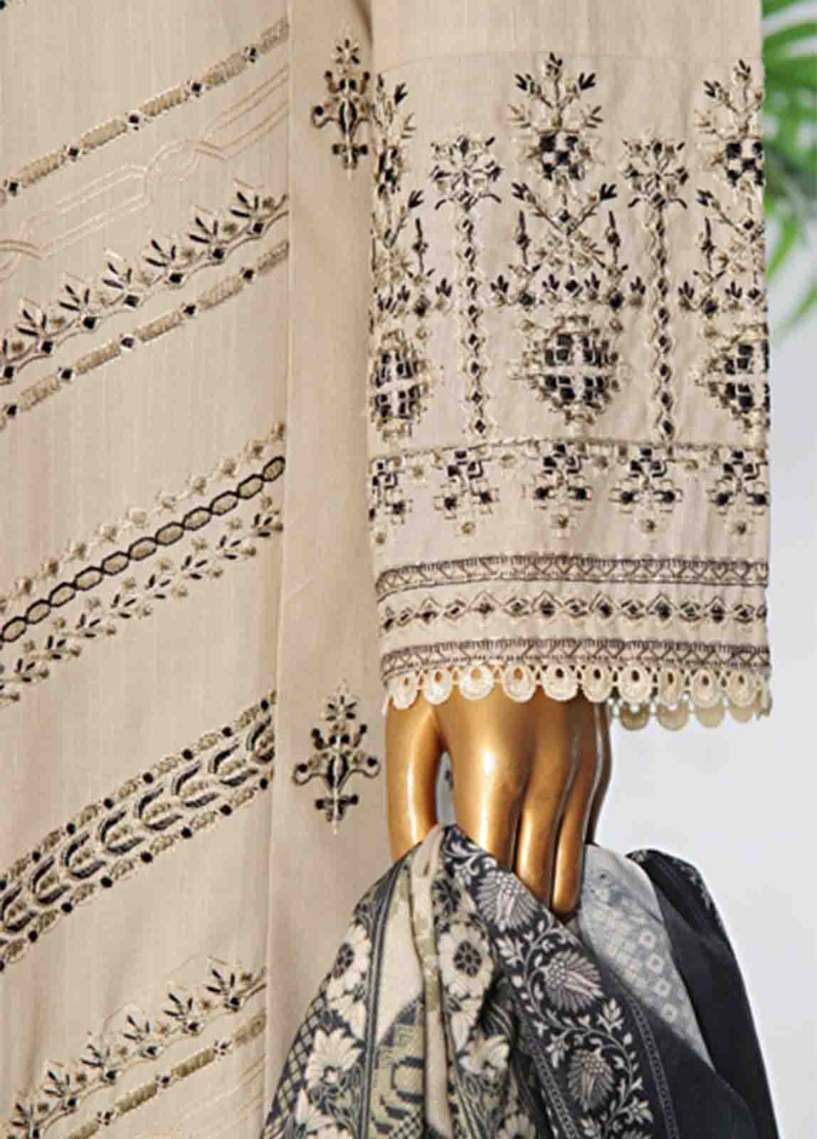 Bin Saeed Fabric - WKKE-005 A -3 Piece Khaddar Embroidered Stitched Suit