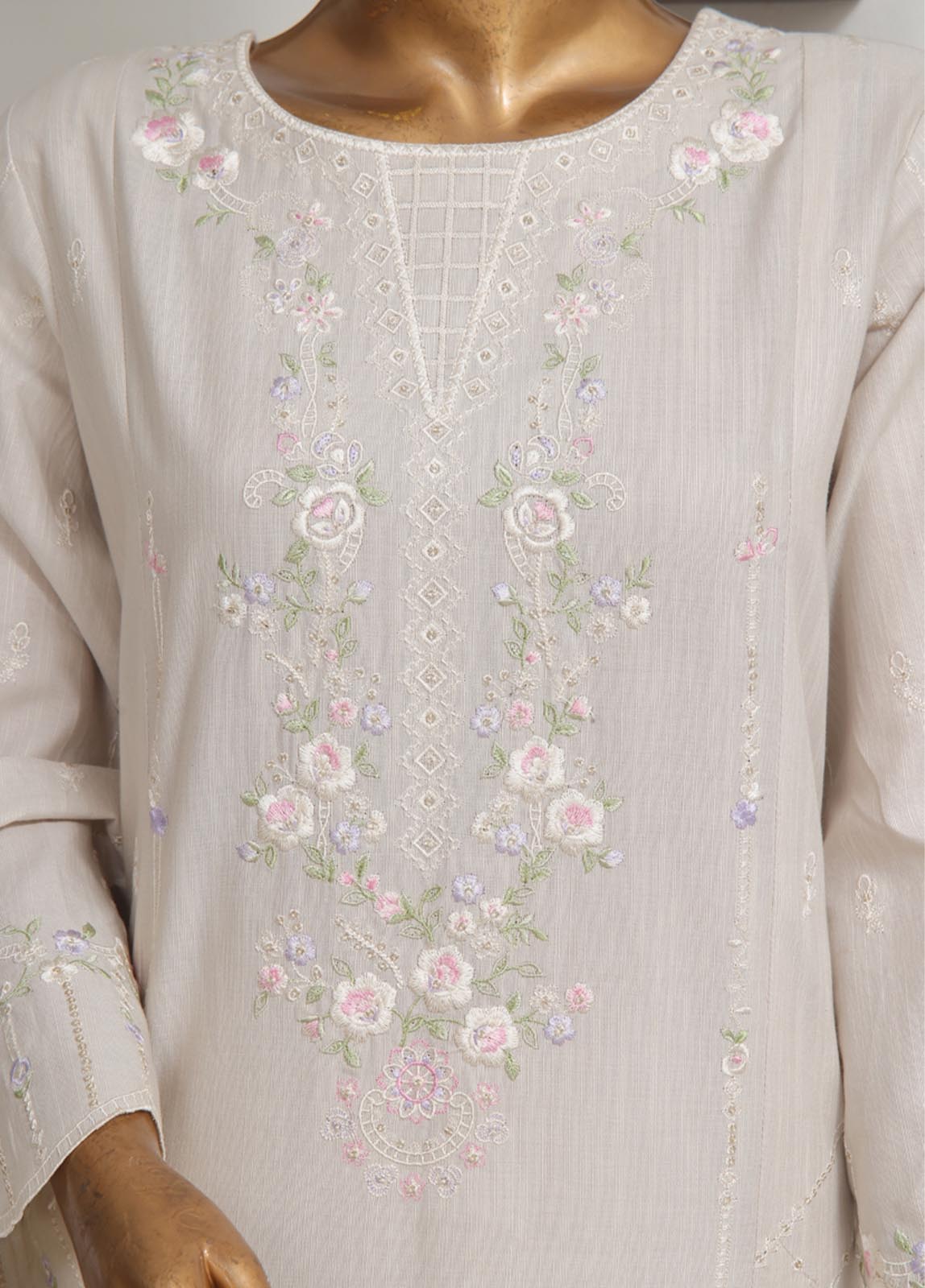 Bin Saeed Fabric - WKKE-005 C-3 Piece Khaddar Embroidered Stitched Suit