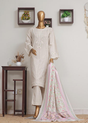 Bin Saeed Fabric - WKKE-005 C-3 Piece Khaddar Embroidered Stitched Suit