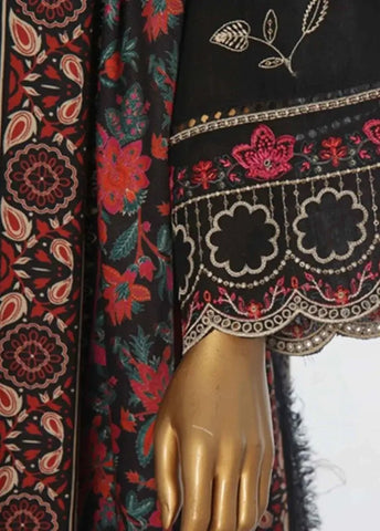 Bin Saeed Fabric - WKKE-006-A- 3 Piece Khaddar Emboidered Stitched Suit