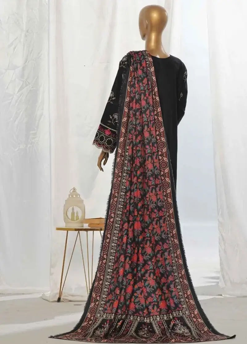 Bin Saeed Fabric - WKKE-006-A- 3 Piece Khaddar Emboidered Stitched Suit
