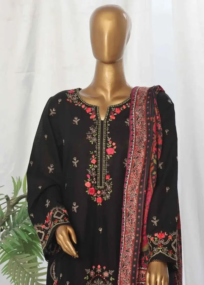 Bin Saeed Fabric - WKKE-006-B- 3 Piece Khaddar Emboidered Stitched Suit
