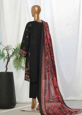 Bin Saeed Fabric - WKKE-006-B- 3 Piece Khaddar Emboidered Stitched Suit