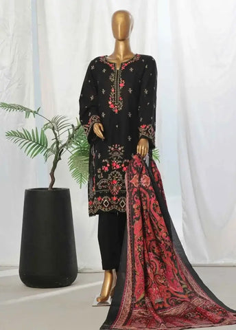 Bin Saeed Fabric - WKKE-006-B- 3 Piece Khaddar Emboidered Stitched Suit