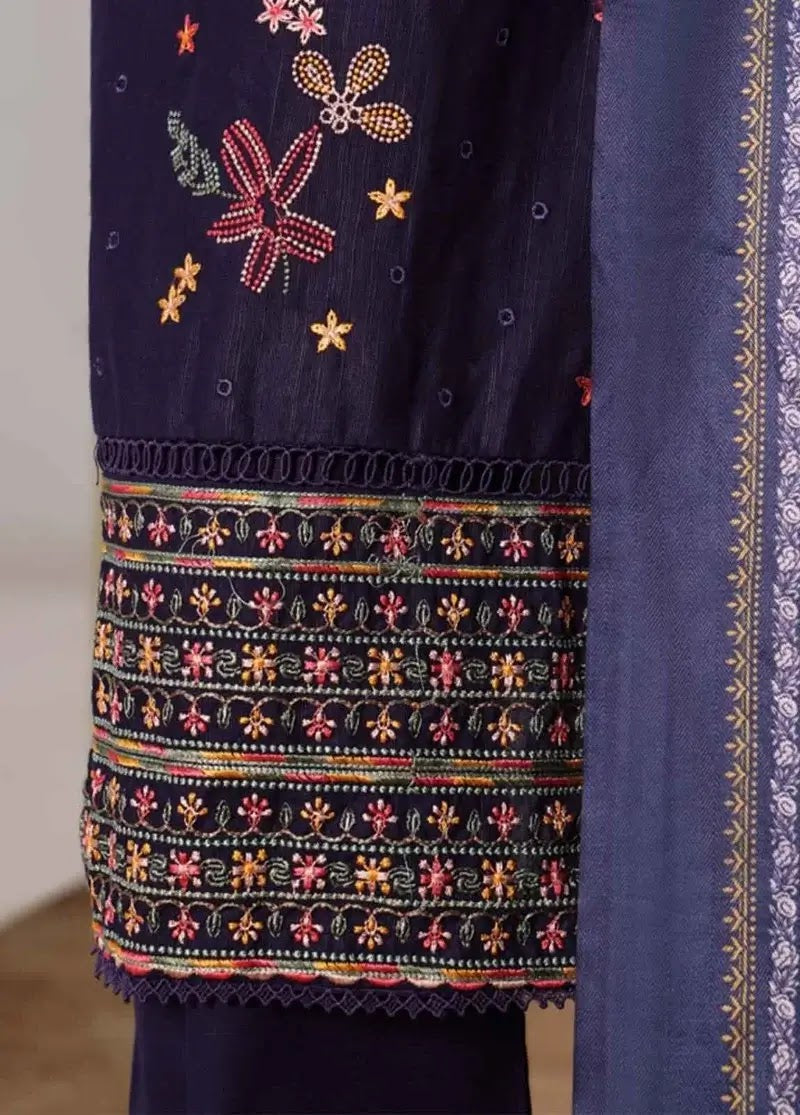 Bin Saeed Fabric - WKKE-007-B- 3 Piece Khaddar Emboidered Stitched Suit