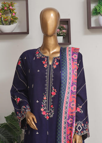 Bin Saeed Fabric - WKKE-007 A-3 Piece Khaddar Embroidered Stitched Suit