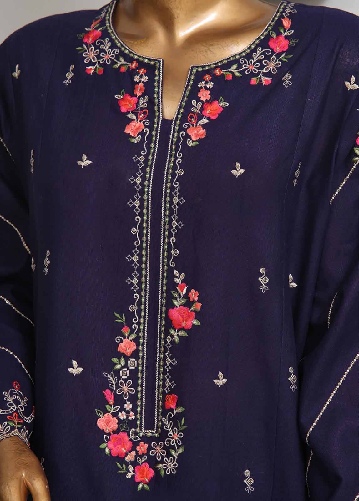 Bin Saeed Fabric - WKKE-007 A-3 Piece Khaddar Embroidered Stitched Suit