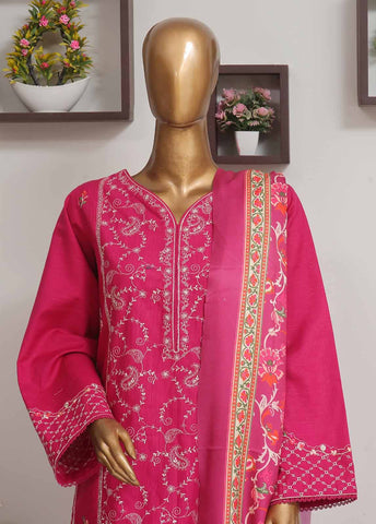 Bin Saeed Fabric - WKKE-008 A-3 Piece Khaddar Embroidered Stitched Suit