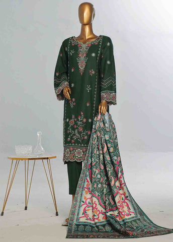 Bin Saeed Fabric - WKKE-009 A -3 Piece Khaddar Embroidered Stitched Suit