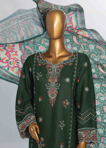 Bin Saeed Fabric - WKKE-009 A -3 Piece Khaddar Embroidered Stitched Suit