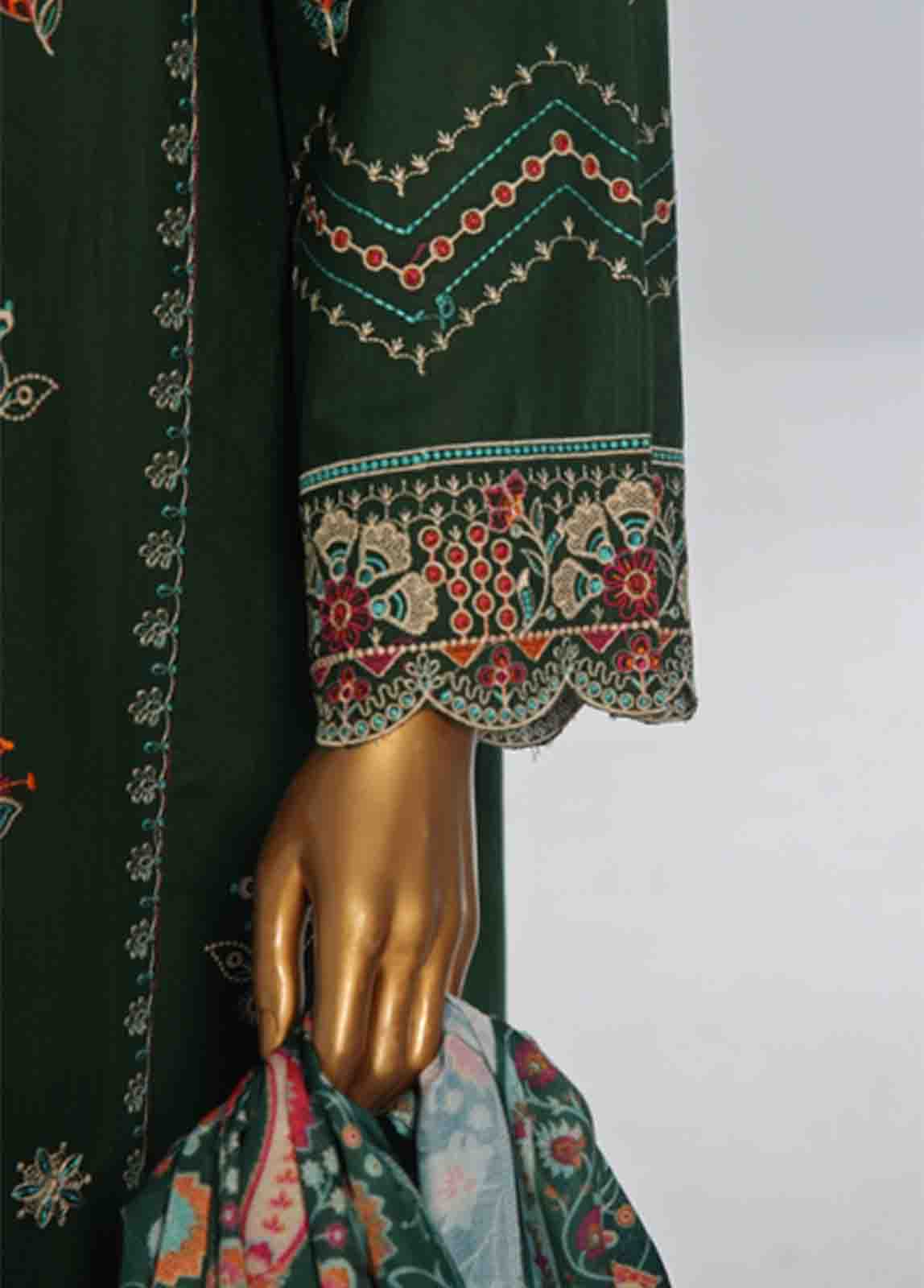 Bin Saeed Fabric - WKKE-009 A -3 Piece Khaddar Embroidered Stitched Suit