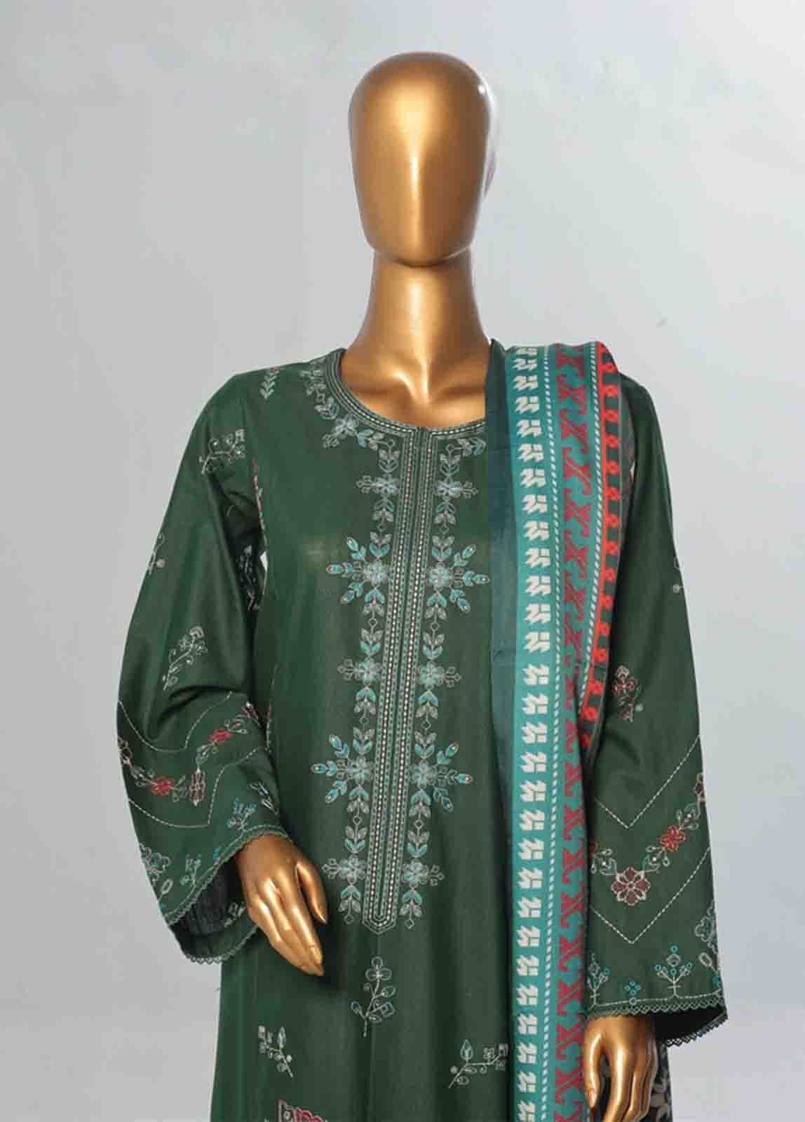 Bin Saeed Fabric - WKKE-009 B -3 Piece Khaddar Embroidered Stitched Suit