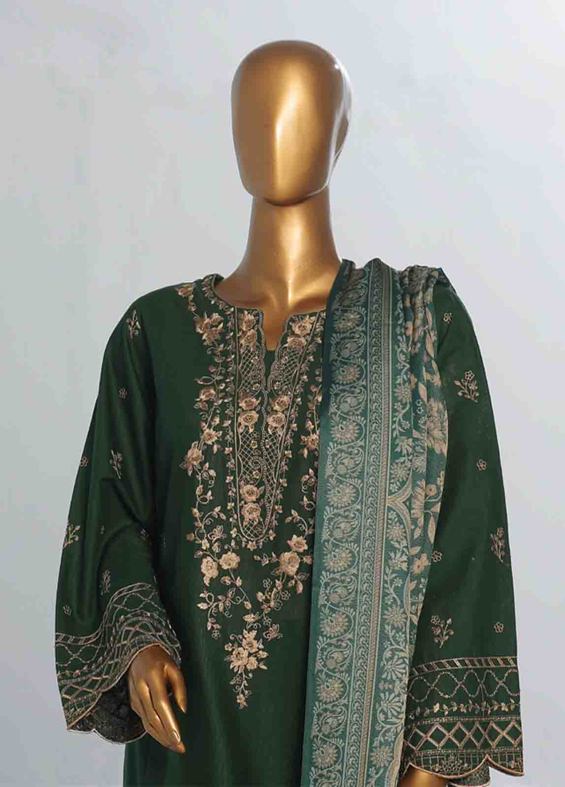 Bin Saeed Fabric - WKKE-009 C -3 Piece Khaddar Embroidered Stitched Suit