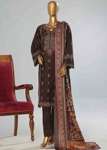 Bin Saeed Fabric - WKKE-010 A -3 Piece Khaddar Embroidered Stitched Suit