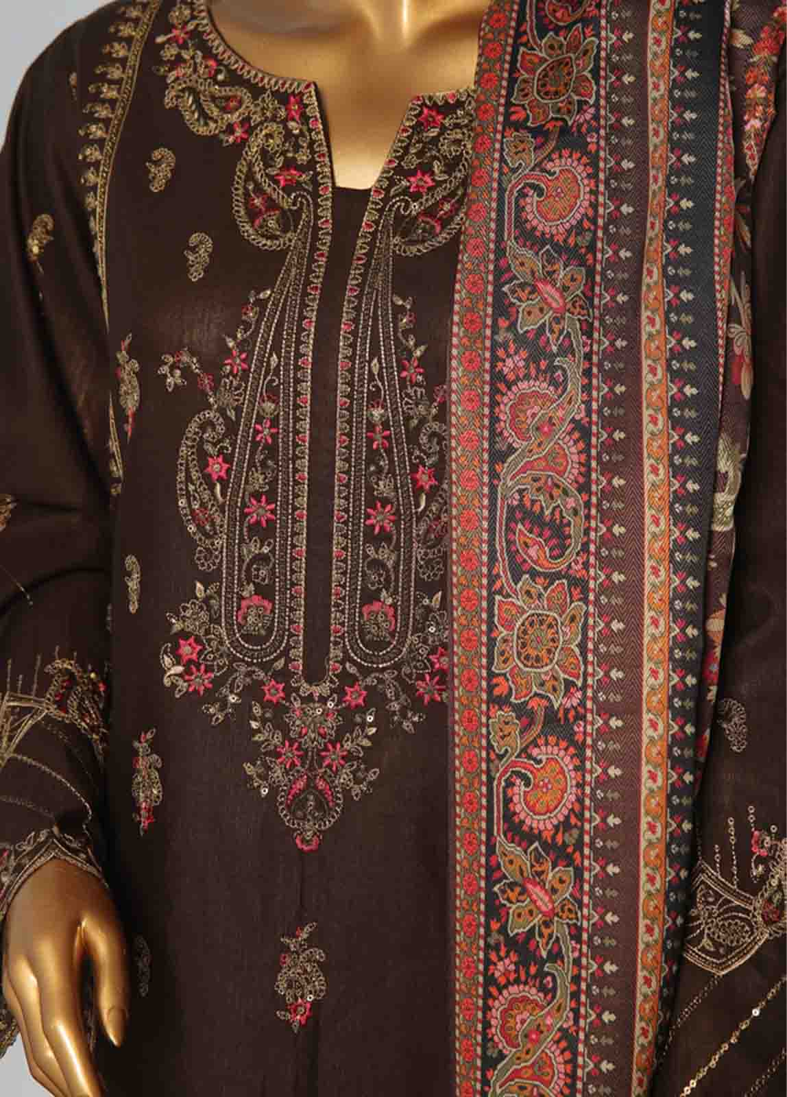 Bin Saeed Fabric - WKKE-010 A -3 Piece Khaddar Embroidered Stitched Suit