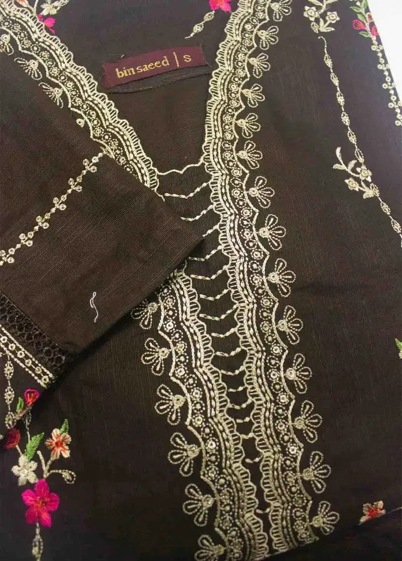 Bin Saeed Fabric - WKKE-010 C- 2 Piece Khaddar Emboidered Stitched Suit