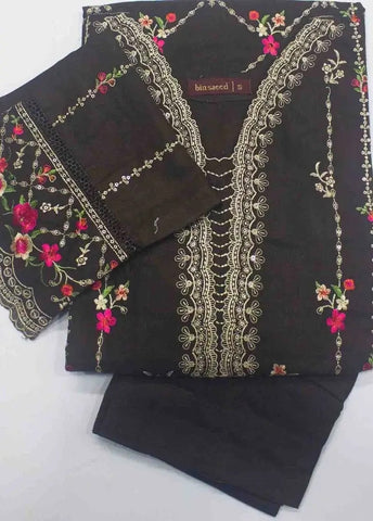 Bin Saeed Fabric - WKKE-010 C- 2 Piece Khaddar Emboidered Stitched Suit