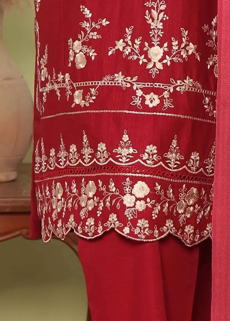 Bin Saeed Fabric - WKKE-011-A- 3 Piece Khaddar Emboidered Stitched Suit