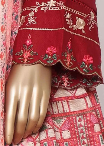 Bin Saeed Fabric - WKKE-011-A- 3 Piece Khaddar Emboidered Stitched Suit