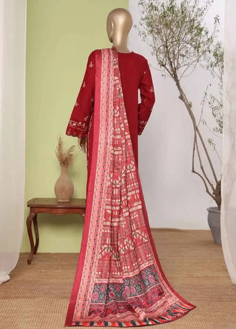 Bin Saeed Fabric - WKKE-011-A- 3 Piece Khaddar Emboidered Stitched Suit