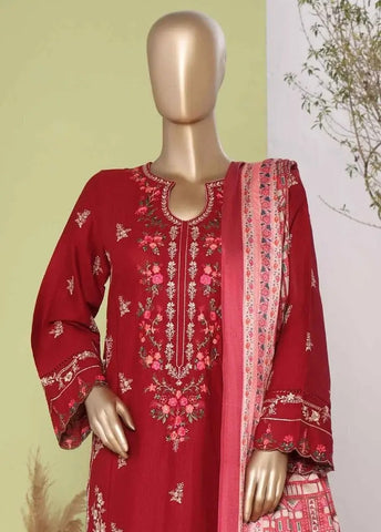 Bin Saeed Fabric - WKKE-011-A- 3 Piece Khaddar Emboidered Stitched Suit