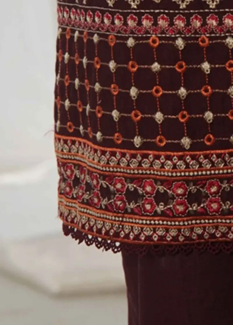 Bin Saeed Fabric - WKKE-012-A- 3 Piece Khaddar Emboidered Stitched Suit