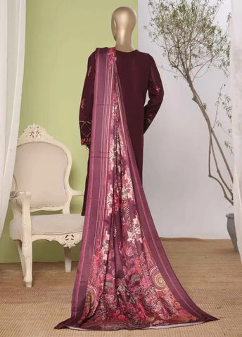 Bin Saeed Fabric - WKKE-012-C- 3 Piece Khaddar Emboidered Stitched Suit