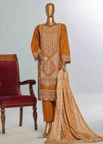 Bin Saeed Fabric - WKKE-013 A -3 Piece Khaddar Embroidered Stitched Suit