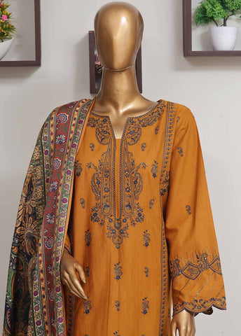 Bin Saeed Fabric - WKKE-013 C-3 Piece Khaddar Embroidered Stitched Suit