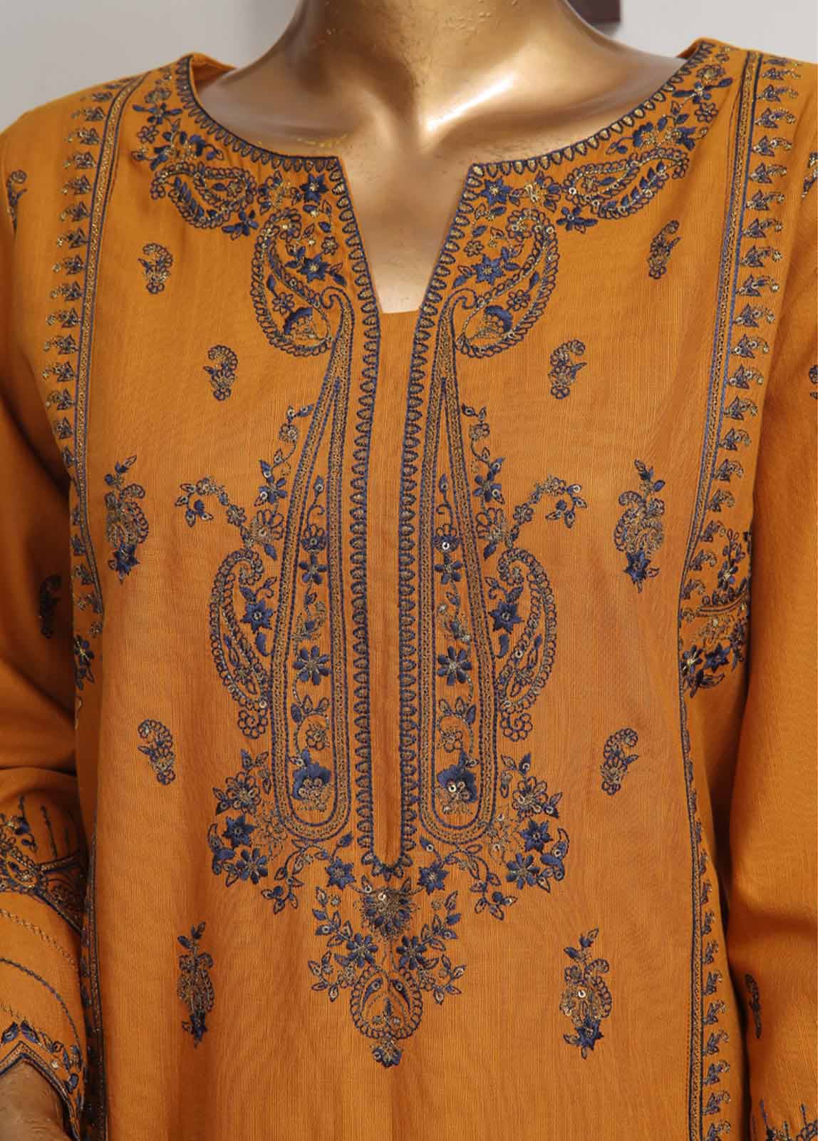 Bin Saeed Fabric - WKKE-013 C-3 Piece Khaddar Embroidered Stitched Suit