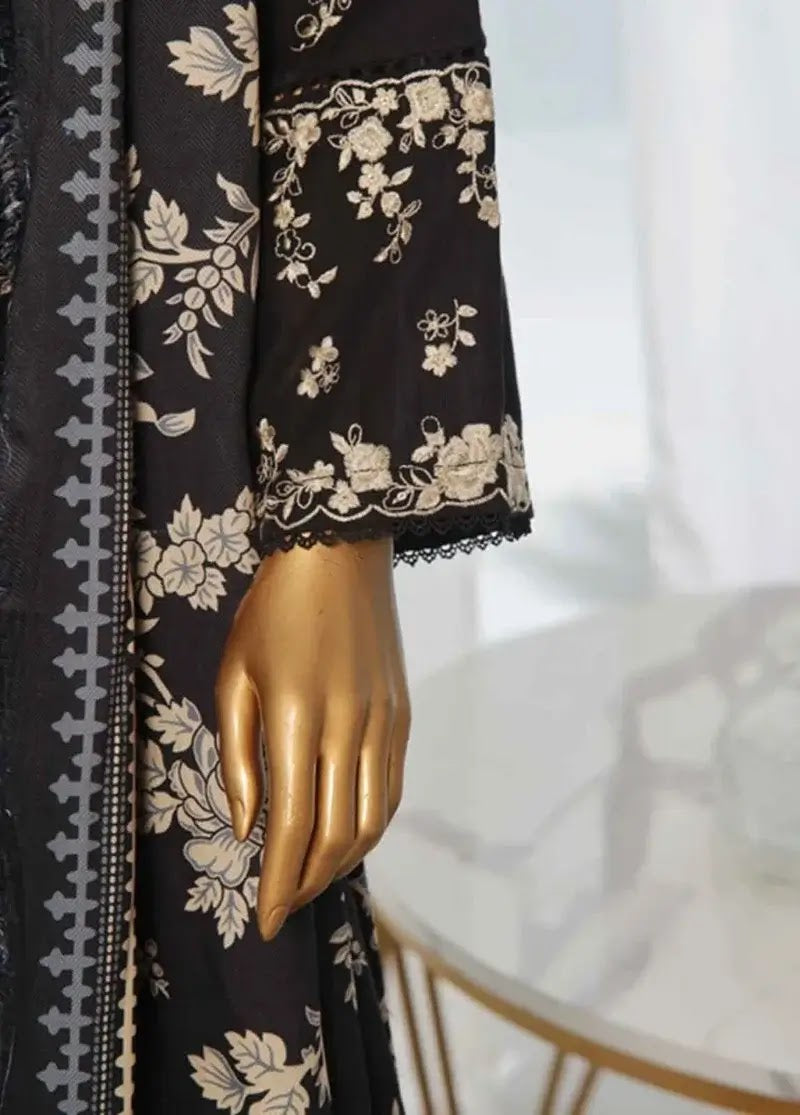 Bin Saeed Fabric - WKKE-014-A- 3 Piece Khaddar Emboidered Stitched Suit