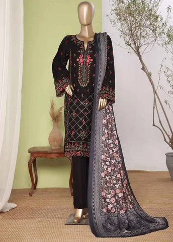 Bin Saeed Fabric - WKKE-014-B- 3 Piece Khaddar Emboidered Stitched Suit