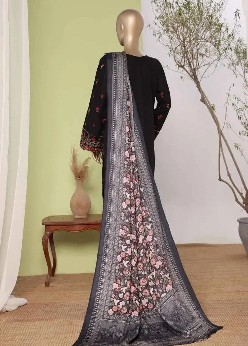 Bin Saeed Fabric - WKKE-014-B- 3 Piece Khaddar Emboidered Stitched Suit