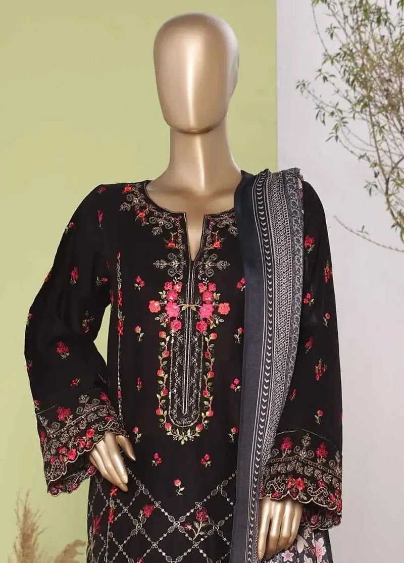 Bin Saeed Fabric - WKKE-014-B- 3 Piece Khaddar Emboidered Stitched Suit
