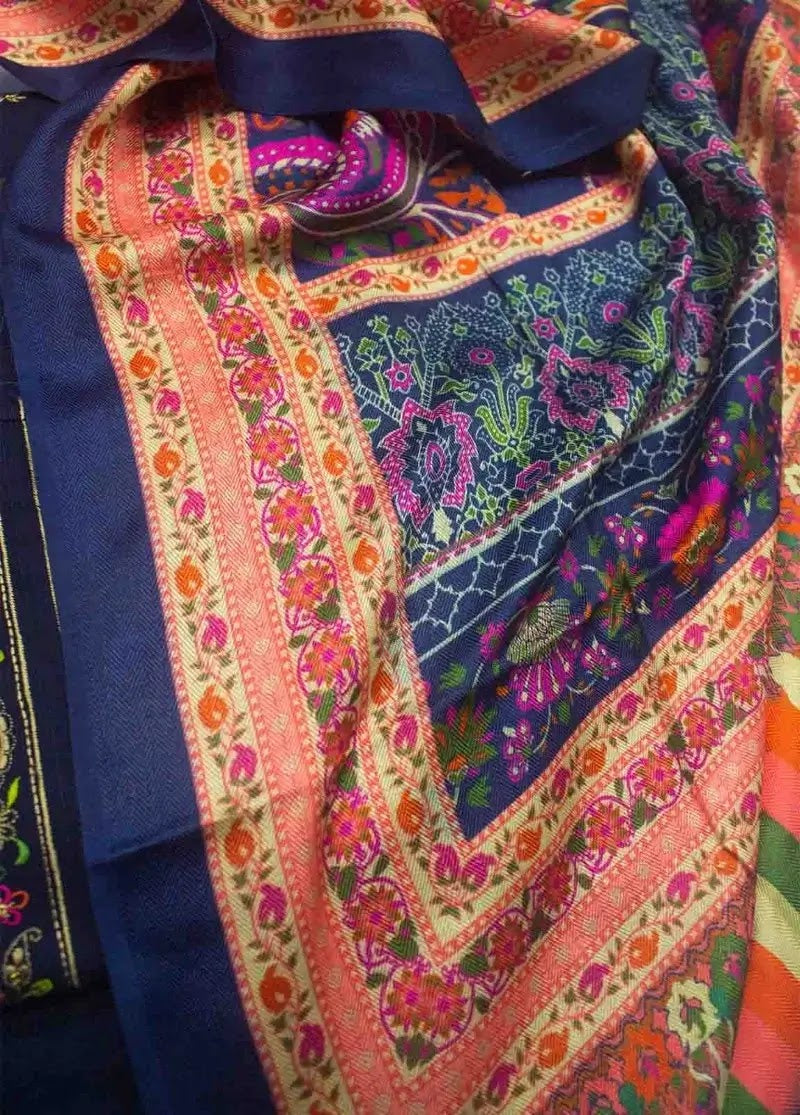 Bin Saeed Fabric - WKKE-015 A- 3 Piece Khaddar Emboidered Stitched Suit