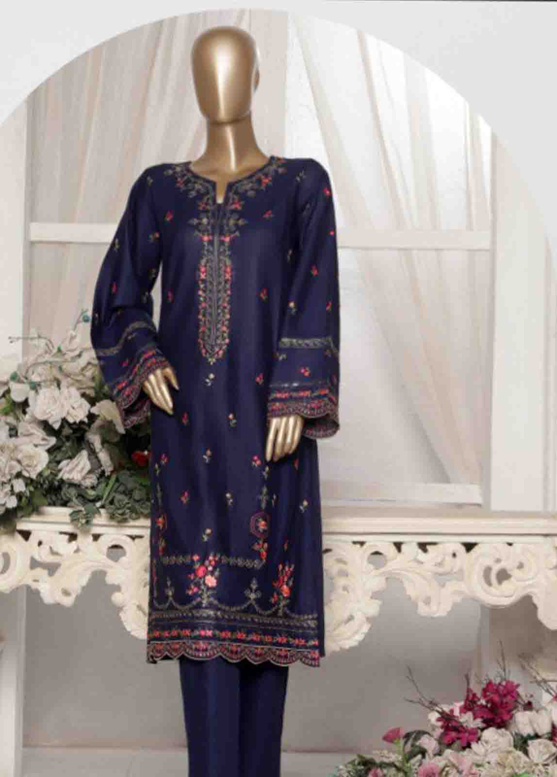 Bin Saeed Fabric - WKKE-015 C- 2 Piece Embroidered Khaddar Stitched Co Ords