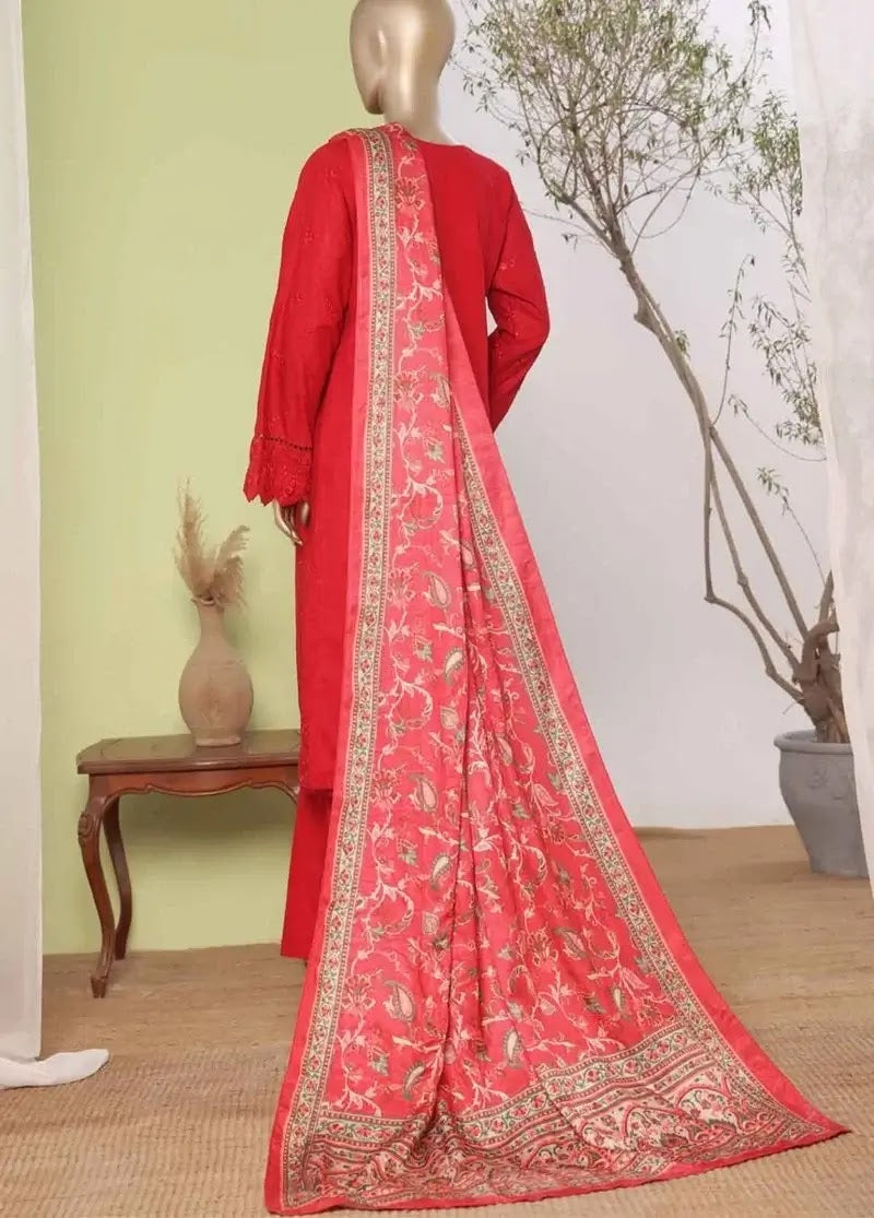 Bin Saeed Fabric - WKKE-016-A- 3 Piece Khaddar Emboidered Stitched Suit