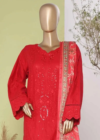 Bin Saeed Fabric - WKKE-016-A- 3 Piece Khaddar Emboidered Stitched Suit