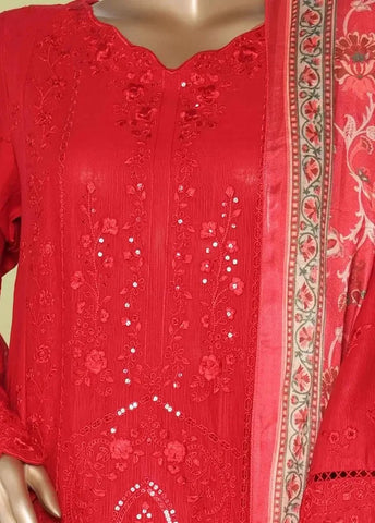 Bin Saeed Fabric - WKKE-016-A- 3 Piece Khaddar Emboidered Stitched Suit