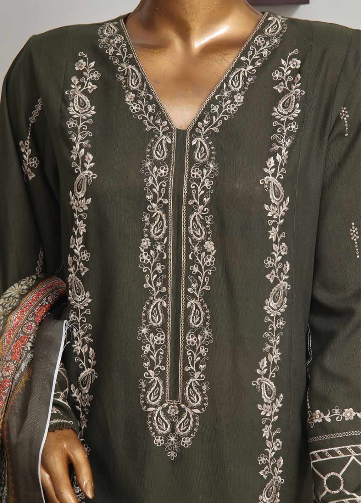 Bin Saeed Fabric - WKKE-017 B-3 Piece Khaddar Embroidered Stitched Suit